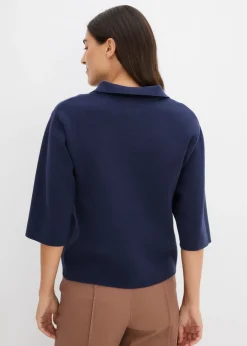 bonprix bonprix Camiseta tipo polo de punto Azul marino Online
