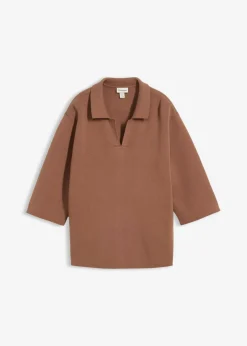 bonprix bonprix Camiseta tipo polo de punto Marrón castaño Best