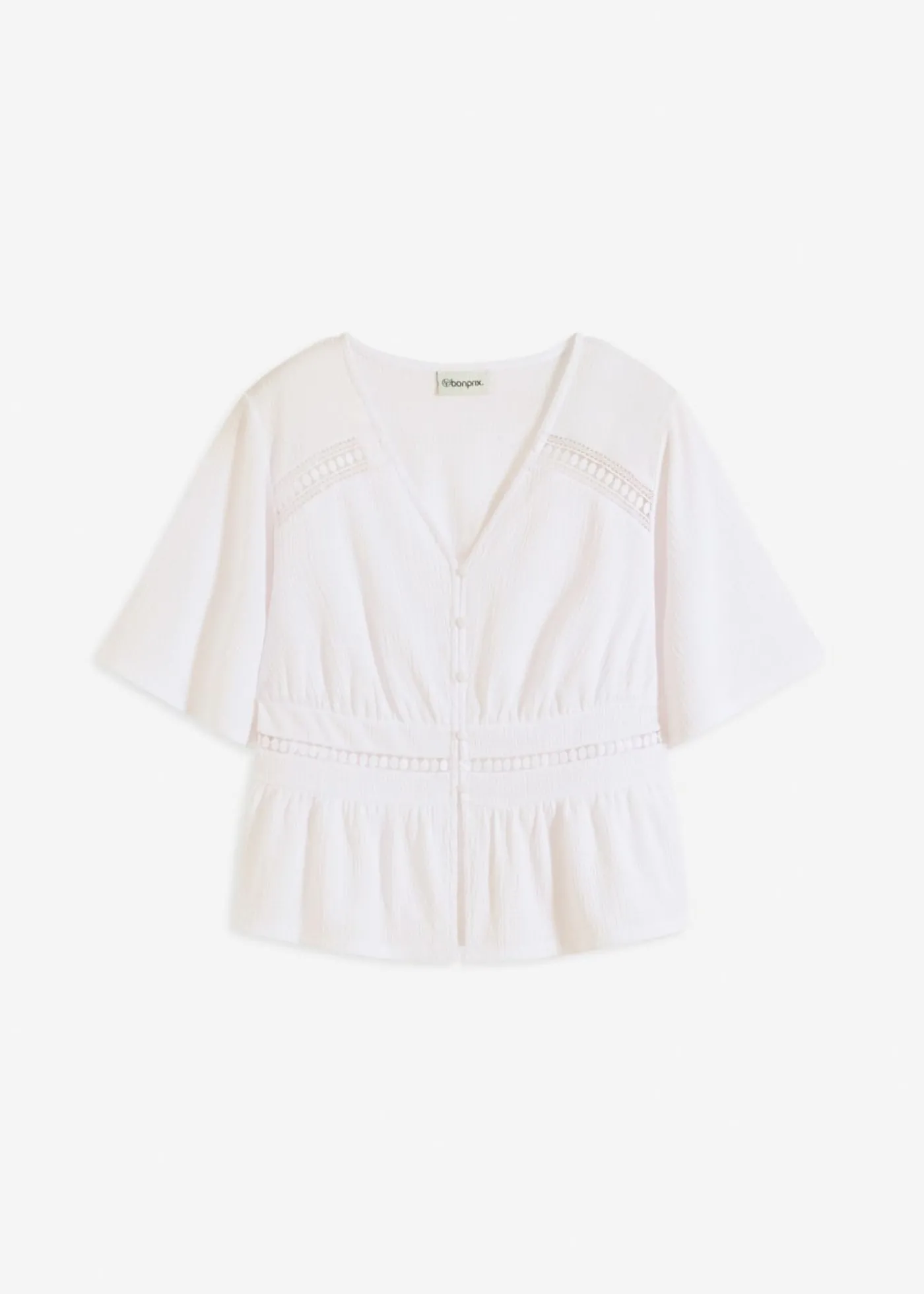 bonprix bonprix Camiseta tipo túnica con encaje Blanco New