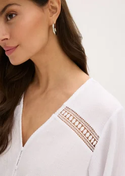 bonprix bonprix Camiseta tipo túnica con encaje Blanco New