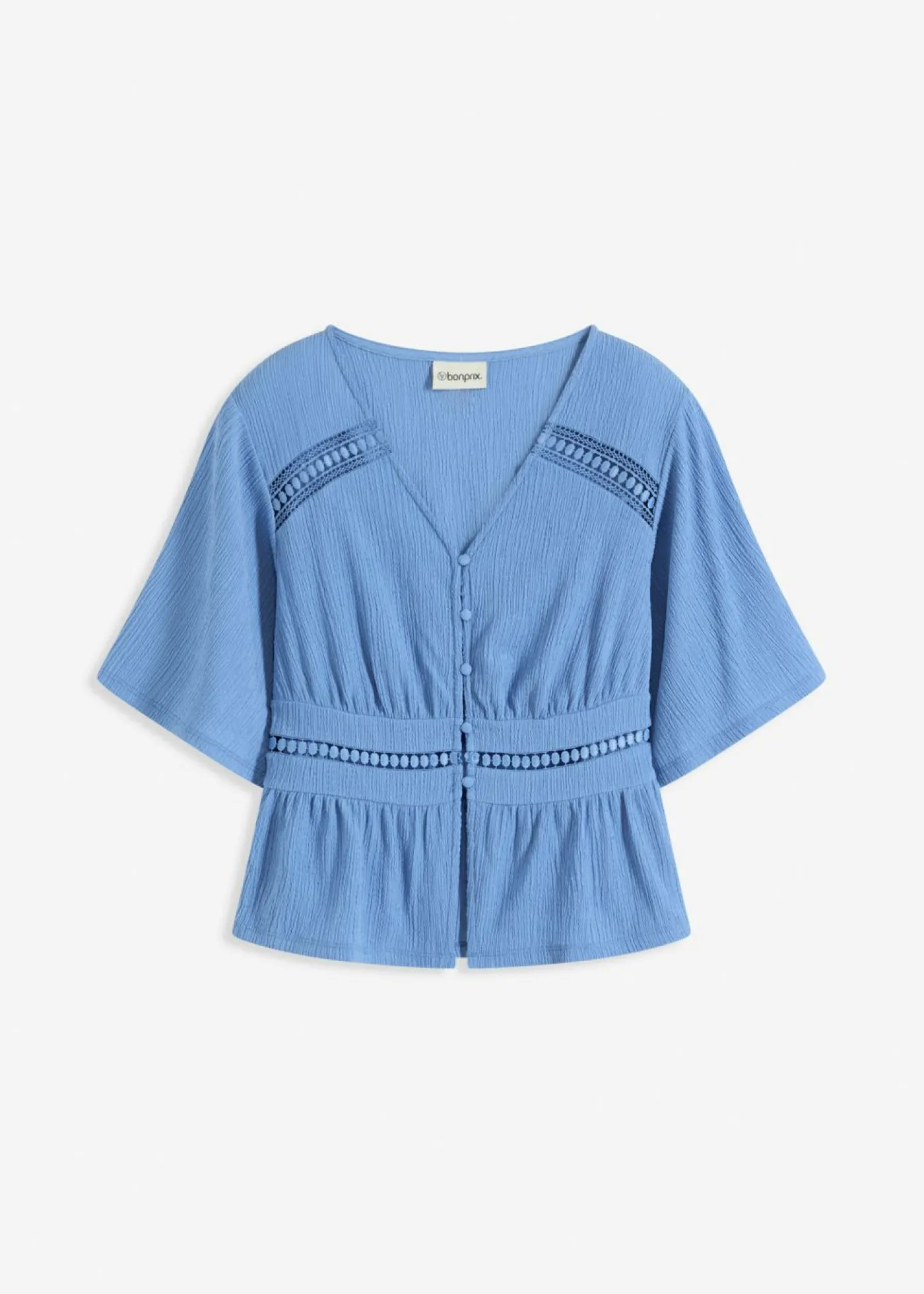 bonprix bonprix Camiseta tipo túnica con encaje azul provenzal Discount