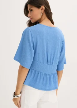 bonprix bonprix Camiseta tipo túnica con encaje azul provenzal Discount
