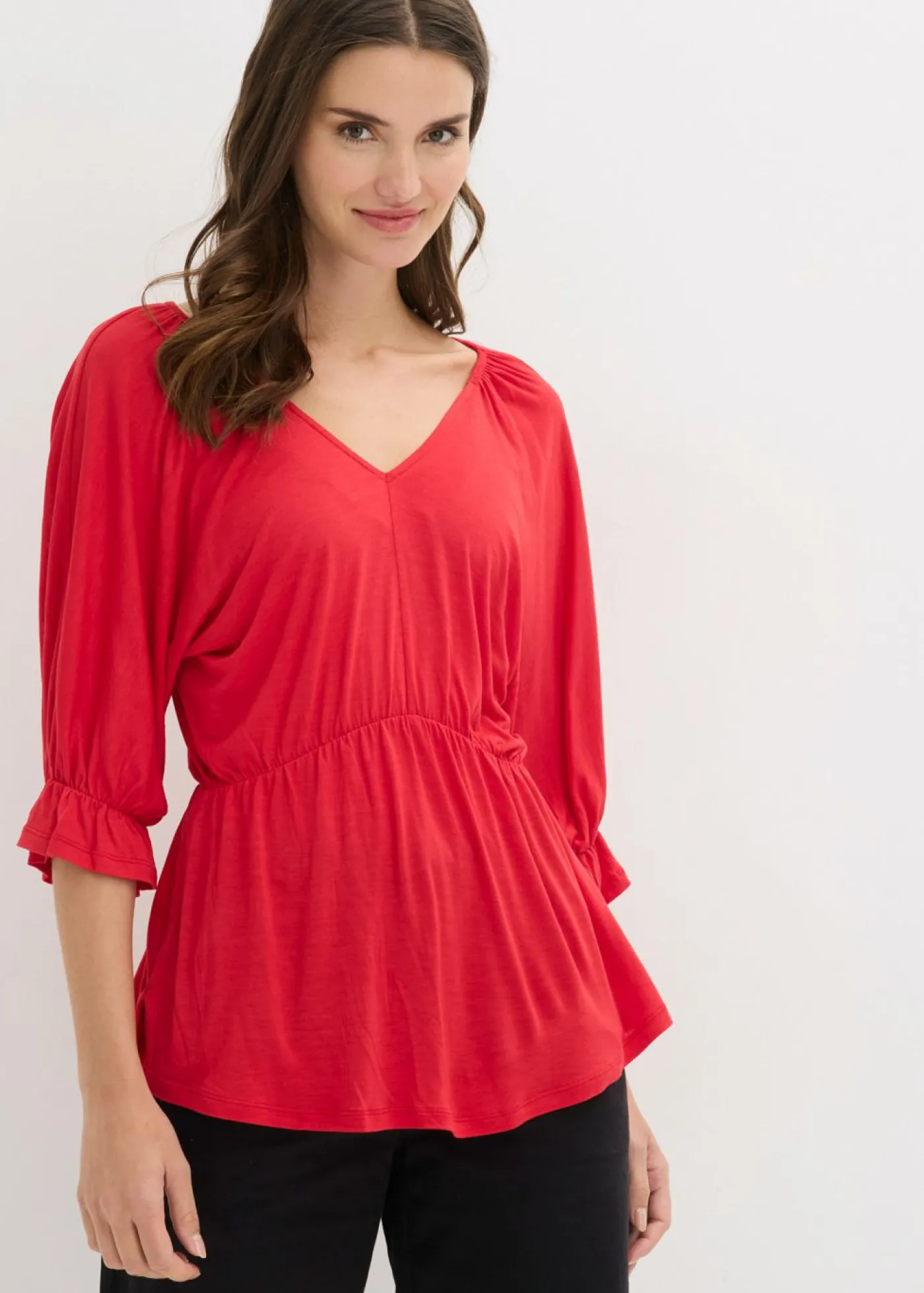 bonprix bonprix Camiseta tipo túnica en mezcla de viscosa fresa Hot