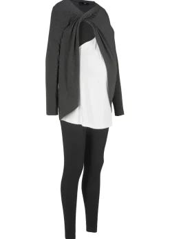 bonprix bonprix Camiseta y pantalón (2 piezas) negro / blanco / pizarra moteada Best