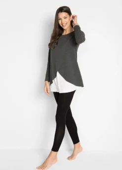 bonprix bonprix Camiseta y pantalón (2 piezas) negro / blanco / pizarra moteada Best