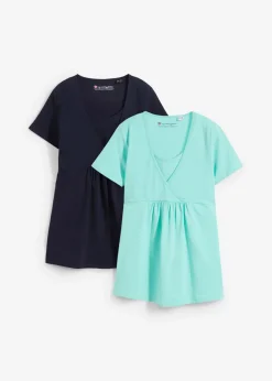 bonprix bonprix Camisetas premamá y de lactancia 2 en 1 (2 unidades) Azul marino + mentol Hot