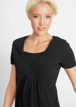 bonprix bonprix Camisetas premamá y de lactancia 2 en 1 (2 unidades) Negro-blanco Clearance