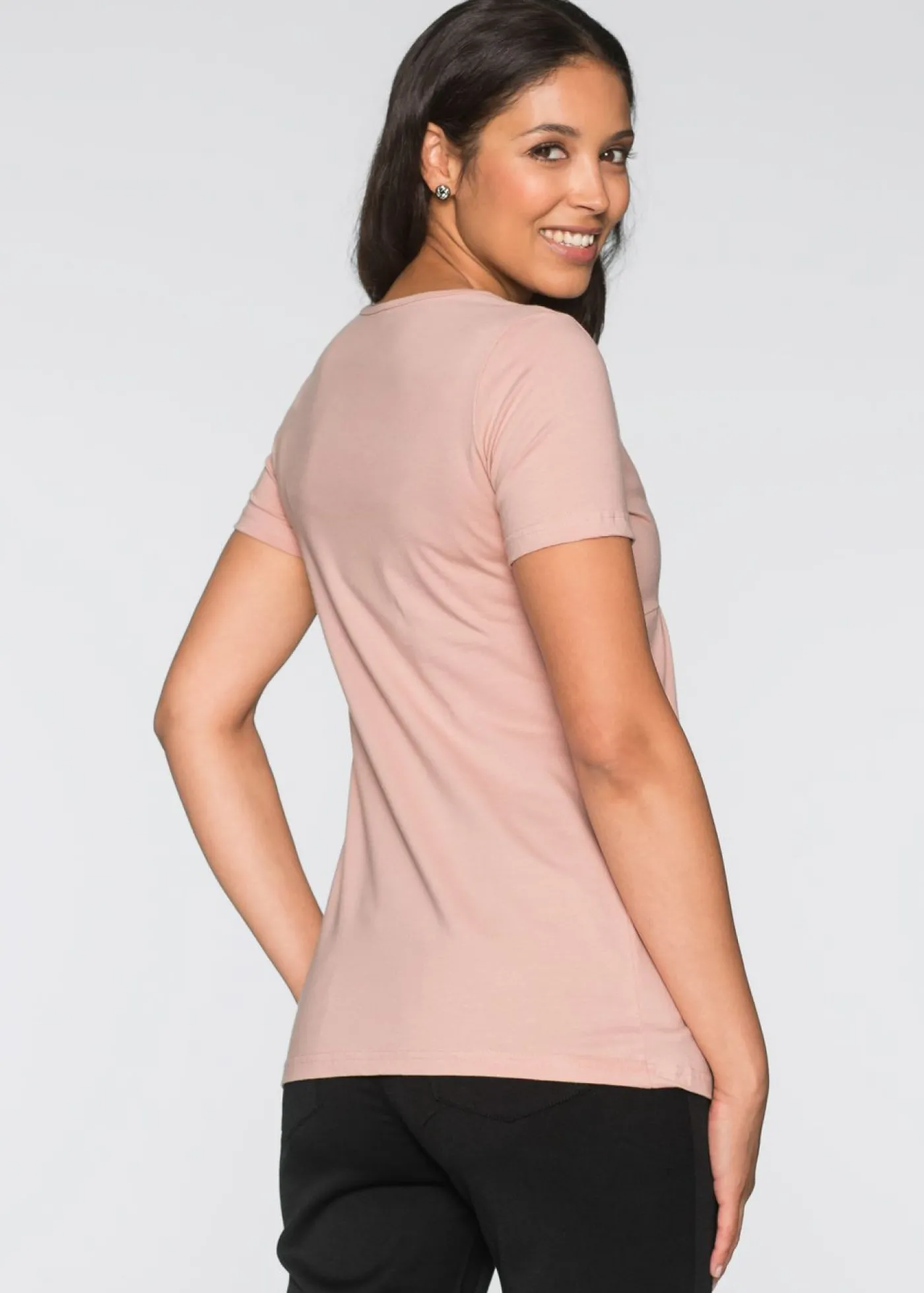 bonprix bonprix Camisetas premamá y de lactancia 2 en 1 (2 unidades) Rosa vintage + gris jaspeado