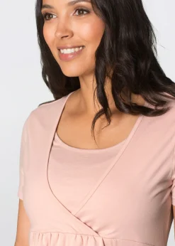 bonprix bonprix Camisetas premamá y de lactancia 2 en 1 (2 unidades) Rosa vintage + gris jaspeado