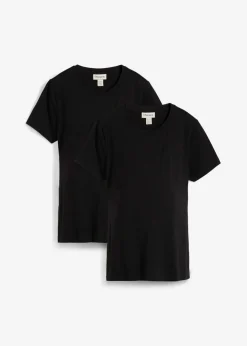 bonprix bonprix Camisetas premamá/de lactancia de algodón orgánico (2 unidades) Negro-negro Best