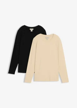 bonprix bonprix Camisetas premamá/de lactancia de algodón orgánico (2 unidades) Negro-arena claro Online