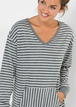 bonprix bonprix Camisón con algodón orgánico Gris jaspeado-blanco lana de rayas Outlet