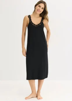 bonprix bonprix Camisón con encaje Negro Clearance