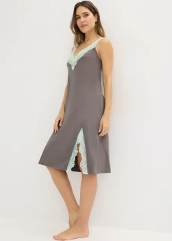 bonprix bonprix Camisón con viscosa y encaje Menta claro Outlet