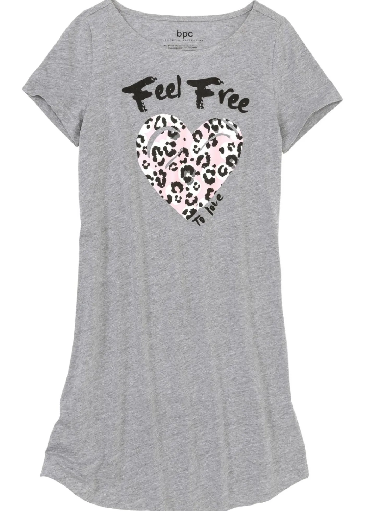 bonprix bonprix Camisón corto gris jaspeado/rosa empolvado estampado
