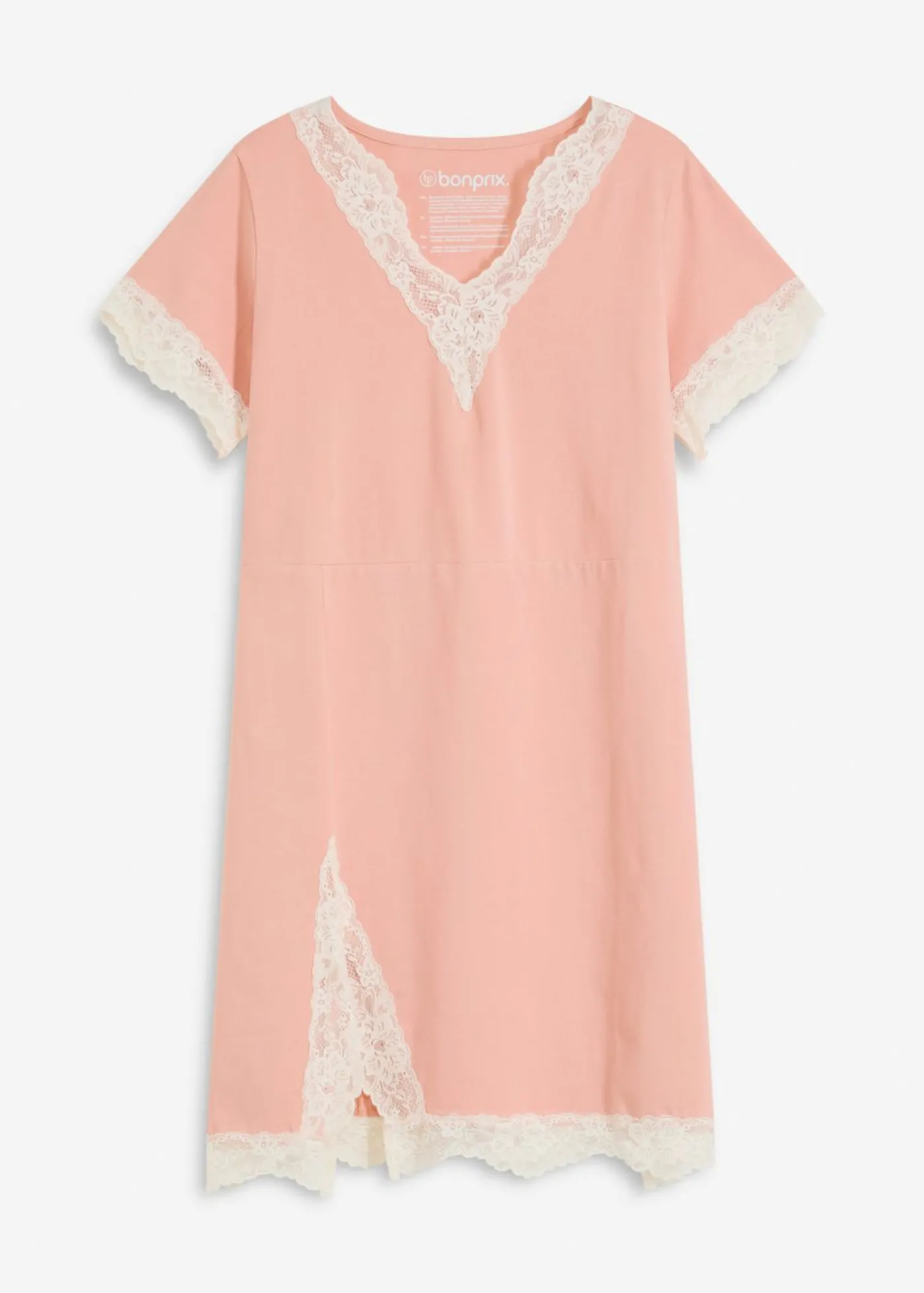 bonprix bonprix Camisón corto con un encaje delicado Coral claro Sale