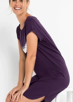 bonprix bonprix Camisón corto de algodón orgánico puro Lila oscuro estampado Hot