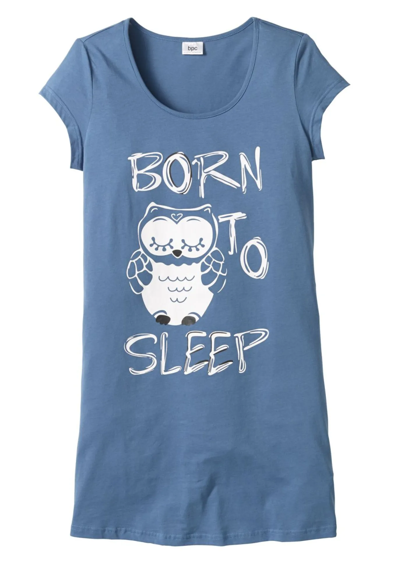 bonprix bonprix Camisón corto de algodón orgánico puro Azul/estampado de búhos Online