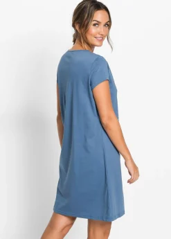 bonprix bonprix Camisón corto de algodón orgánico puro Azul/estampado de búhos Online