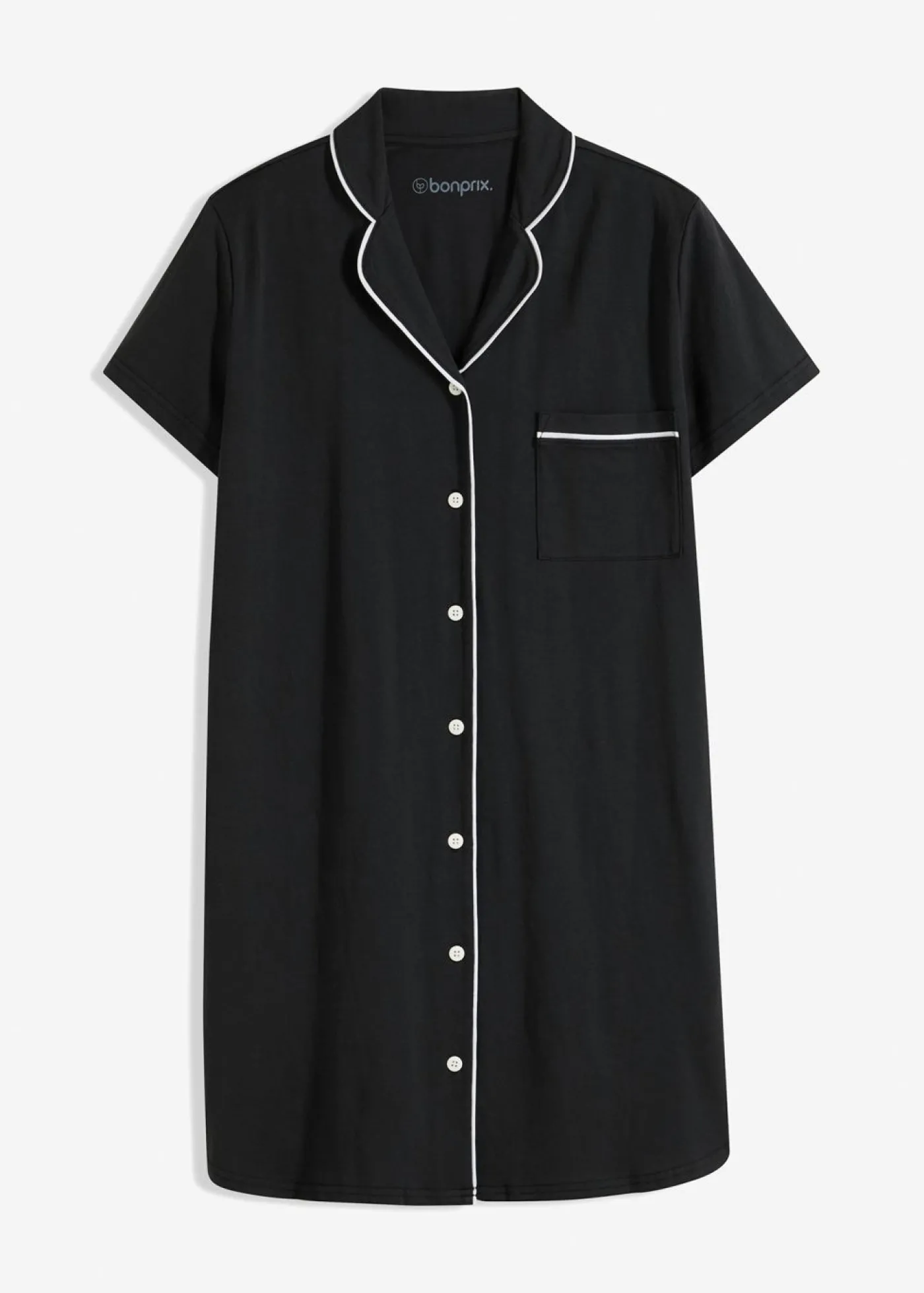 bonprix bonprix Camisón corto de algodón orgánico puro Negro-blanco Best