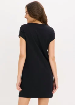 bonprix bonprix Camisón corto de algodón orgánico puro Negro estampado Outlet