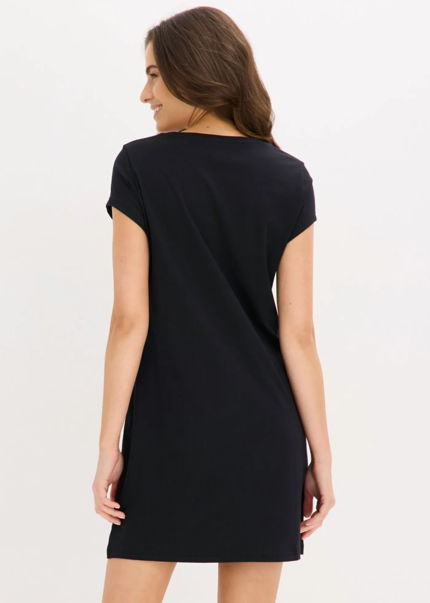 bonprix bonprix Camisón corto de algodón orgánico puro Negro estampado Outlet