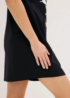 bonprix bonprix Camisón corto de algodón orgánico puro Negro estampado Outlet