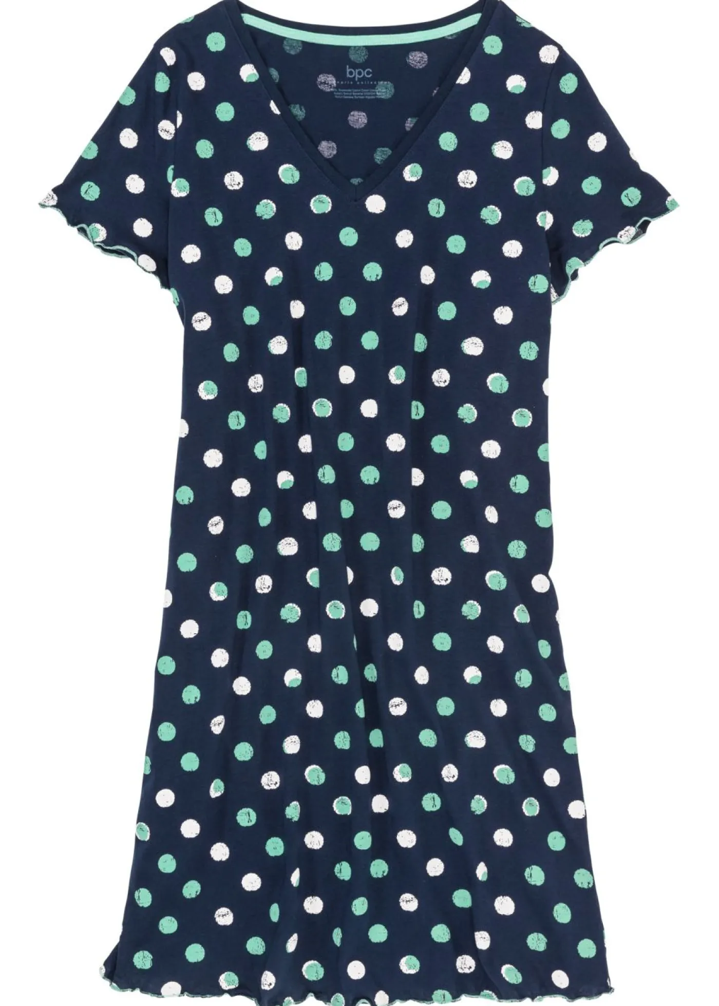 bonprix bonprix Camisón corto de algodón orgánico Azul marino de lunares Sale