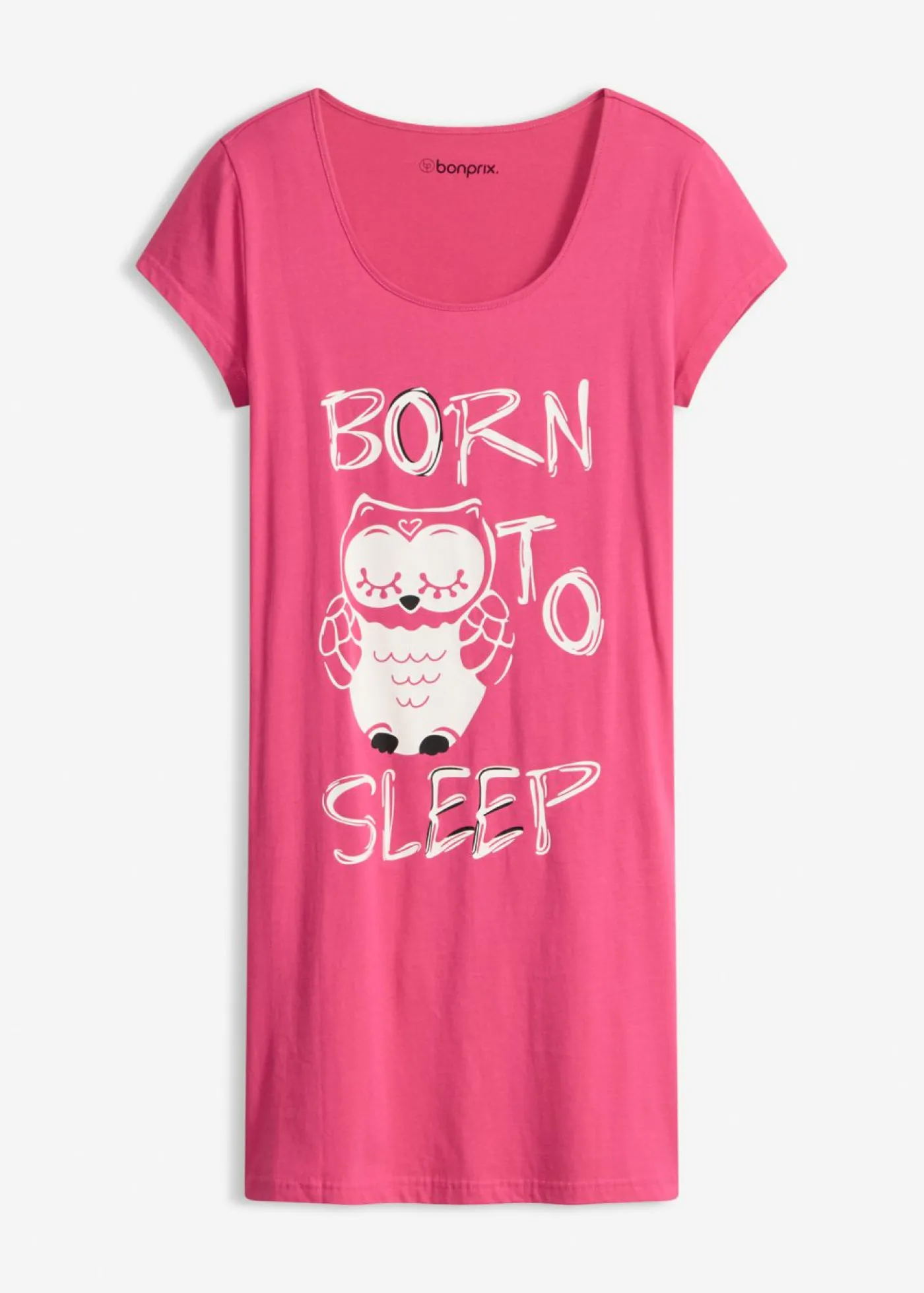 bonprix bonprix Camisón corto de algodón orgánico puro Pink lady/estampado de búhos Outlet