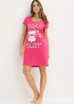 bonprix bonprix Camisón corto de algodón orgánico puro Pink lady/estampado de búhos Outlet