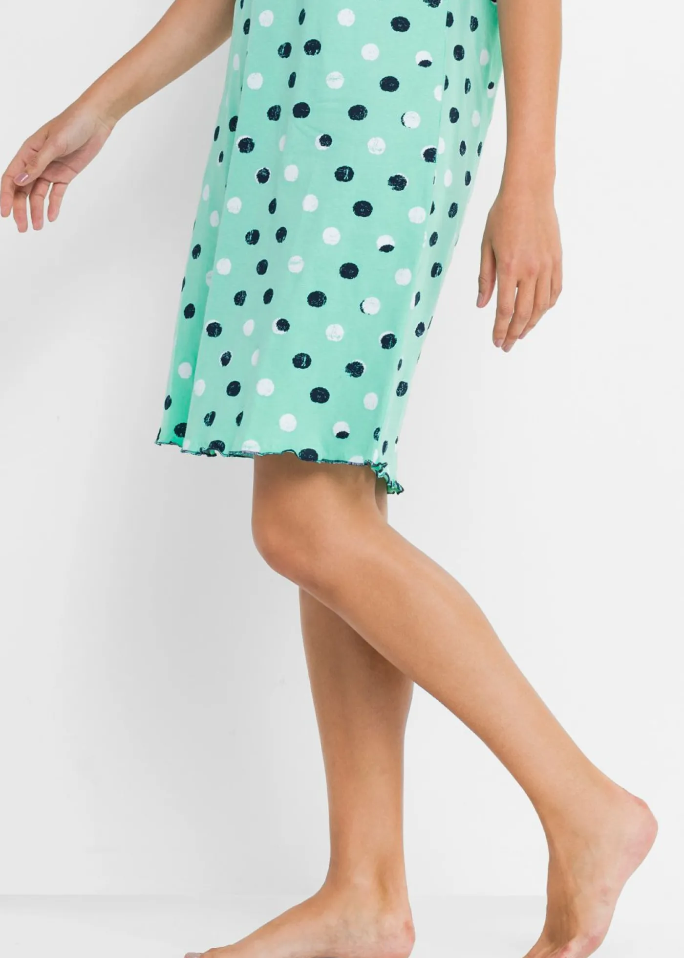 bonprix bonprix Camisón corto de algodón orgánico Azul mentol de lunares Hot