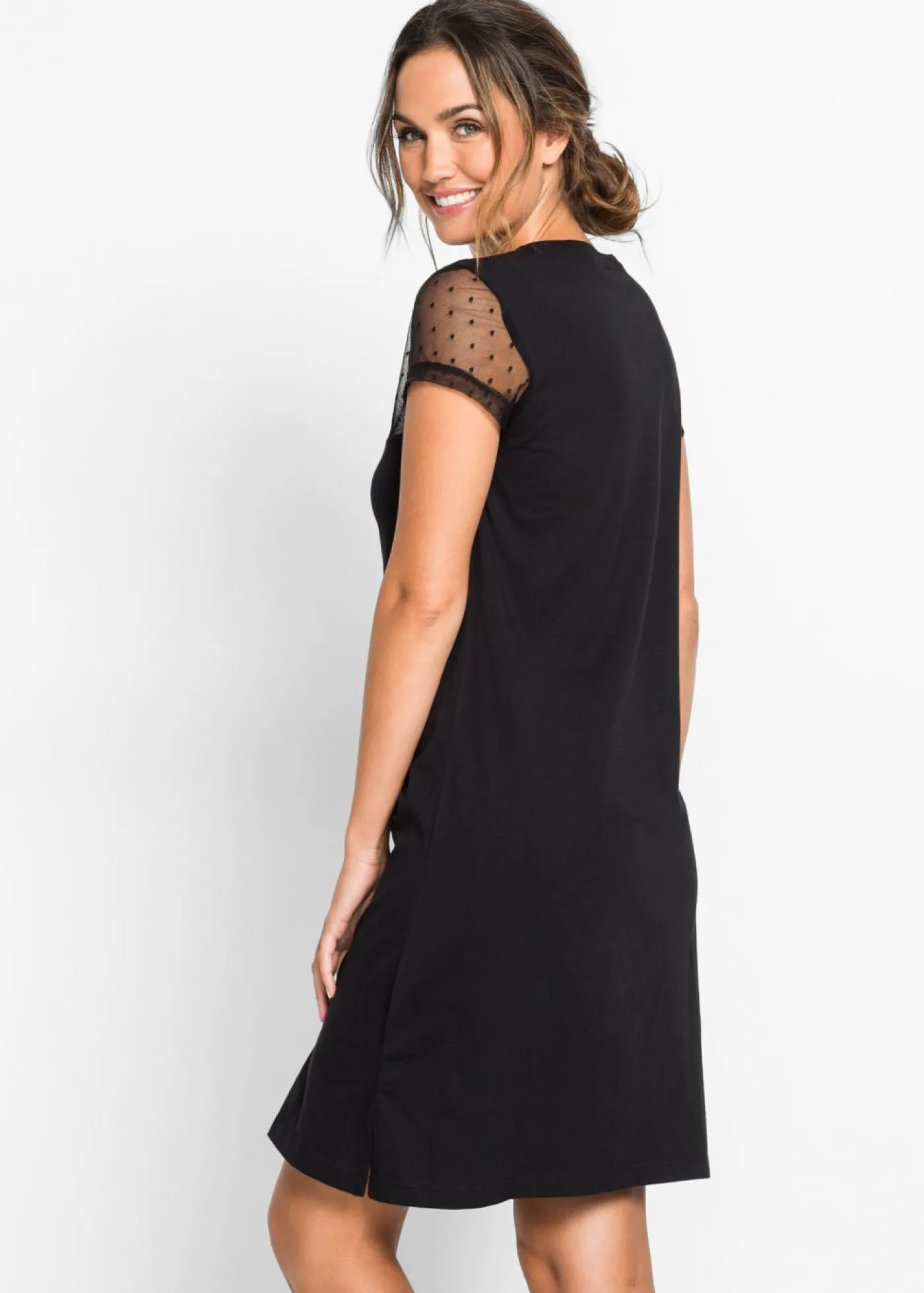 bonprix bonprix Camisón corto de algodón orgánico Negro Discount