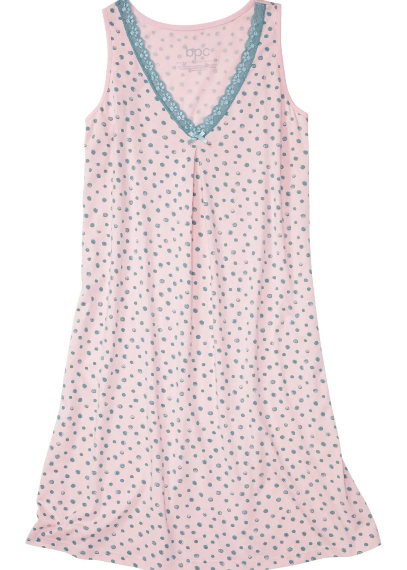 bonprix bonprix Camisón corto de mezcla suave de viscosa rosa pálido/hierbabuena de lunares