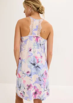 bonprix bonprix Camisón corto de suave mezcla de viscosa rosa claro con flores Online
