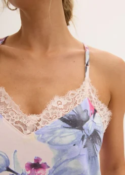 bonprix bonprix Camisón corto de suave mezcla de viscosa rosa claro con flores Online