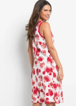 bonprix bonprix Camisón corto de suave mezcla de viscosa Blanco-rojo de flores Sale