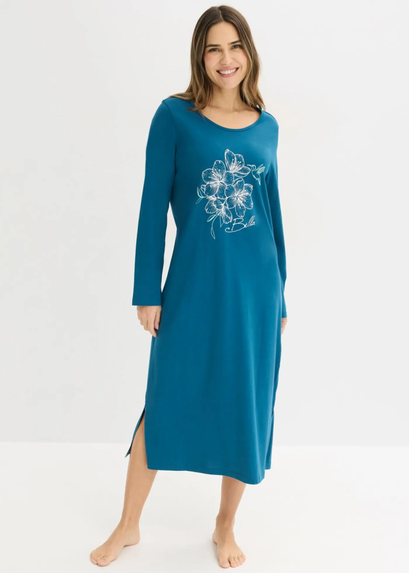 bonprix bonprix Camisón de algodón puro Petróleo azul Online
