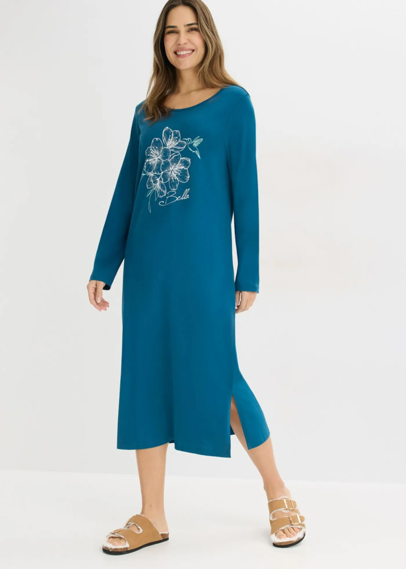 bonprix bonprix Camisón de algodón puro Petróleo azul Online