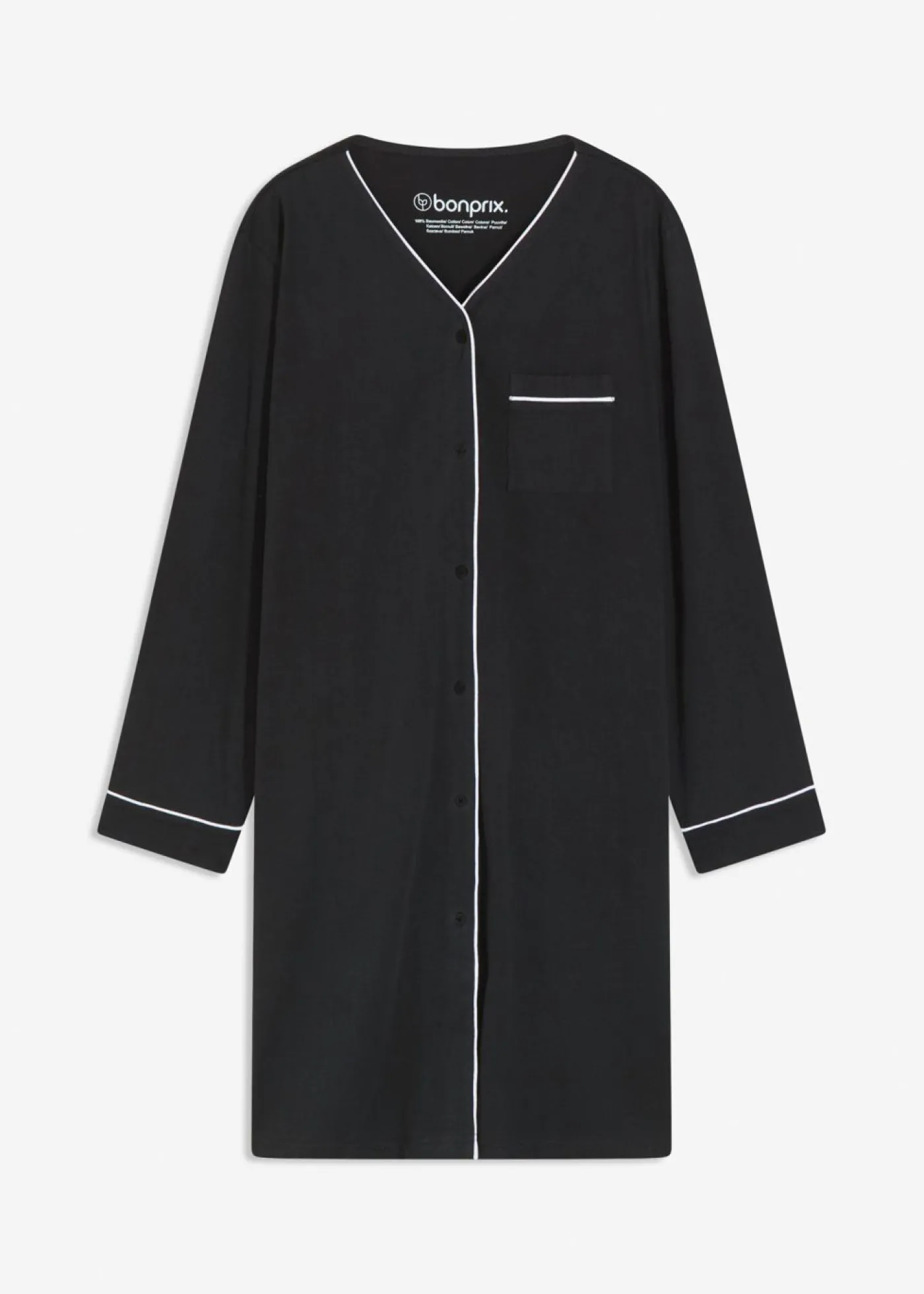 bonprix bonprix Camisón de algodón puro Negro Outlet