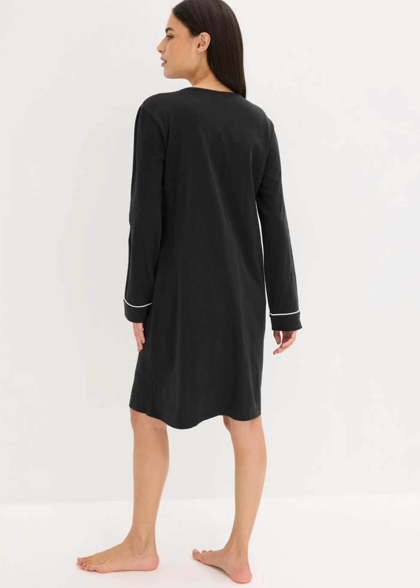 bonprix bonprix Camisón de algodón puro Negro Outlet