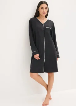 bonprix bonprix Camisón de algodón puro Negro Outlet