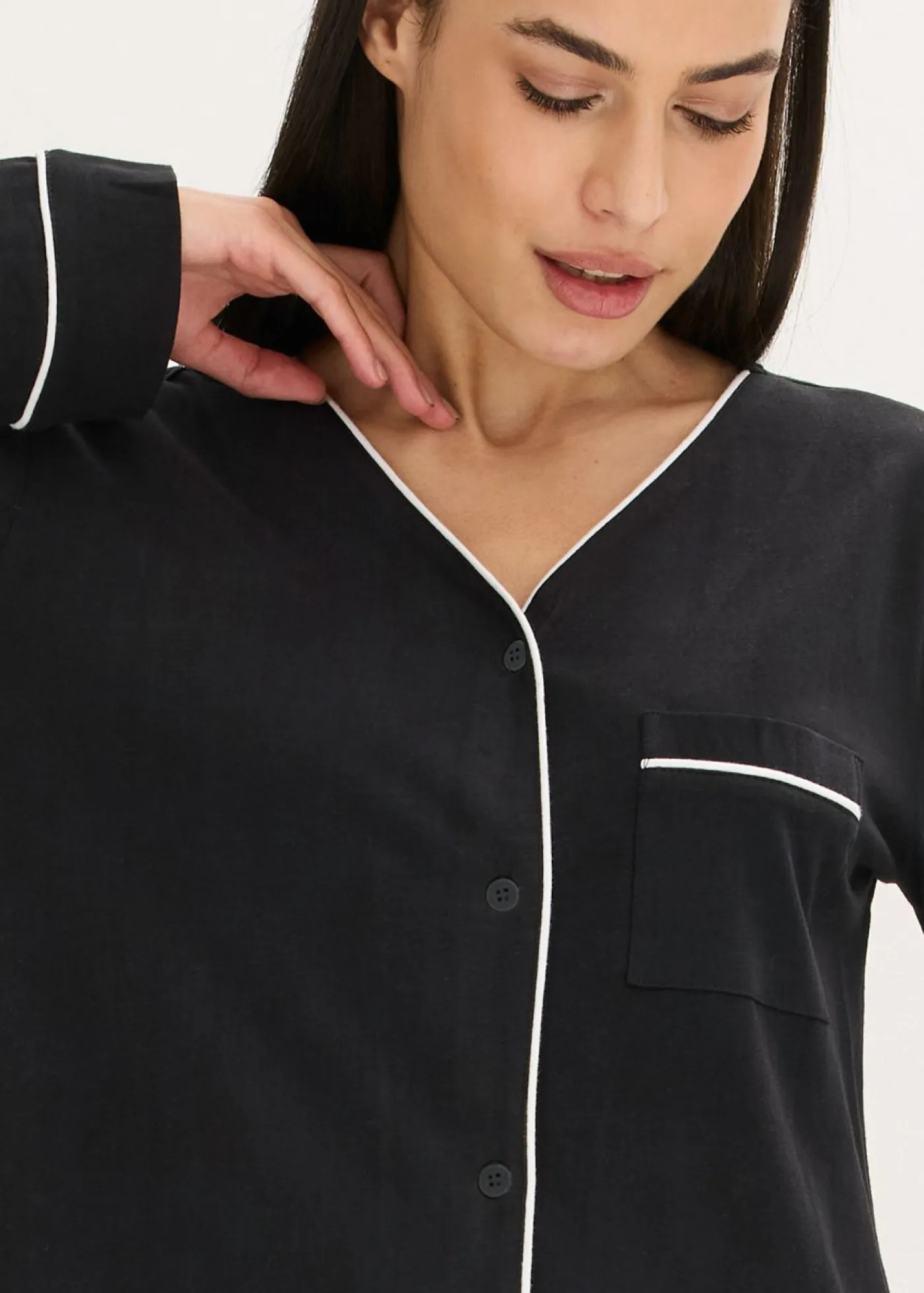 bonprix bonprix Camisón de algodón puro Negro Outlet