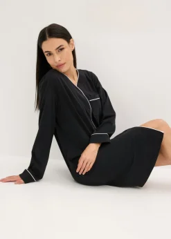 bonprix bonprix Camisón de algodón puro Negro Outlet