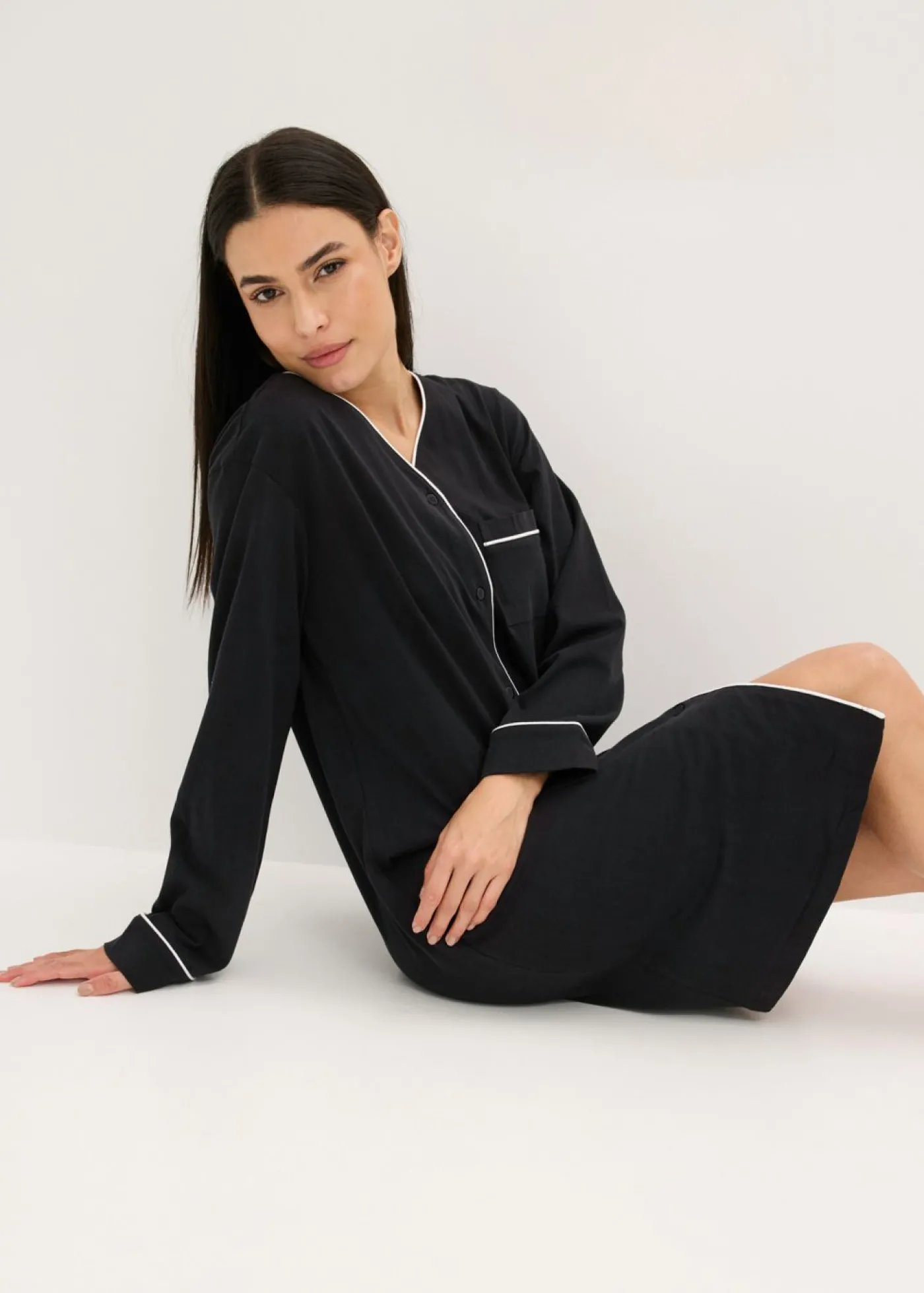 bonprix bonprix Camisón de algodón puro Negro Outlet