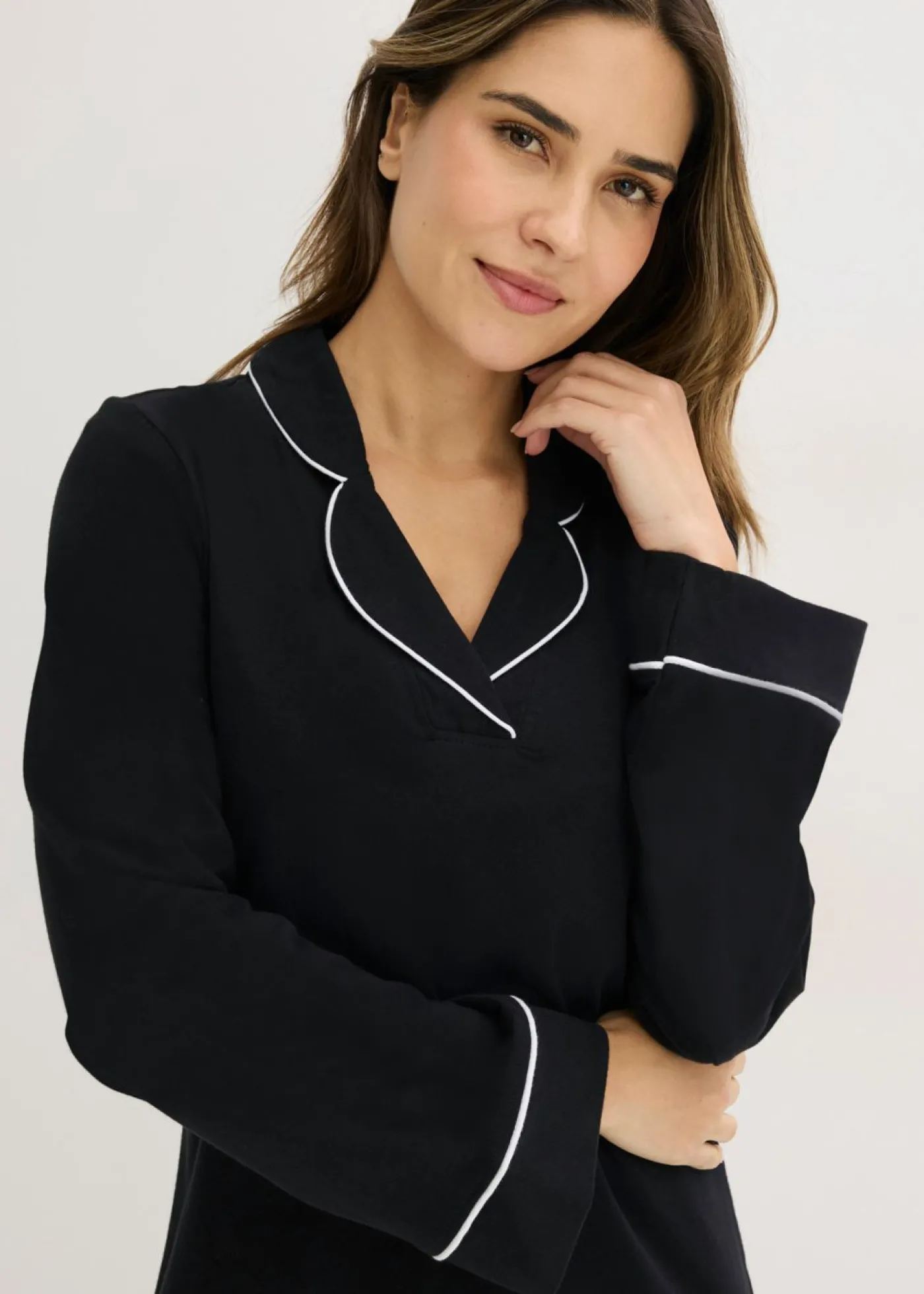 bonprix bonprix Camisón de algodón suave Negro Outlet