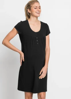 bonprix bonprix Camisón de lactancia de algodón orgánico Negro Outlet