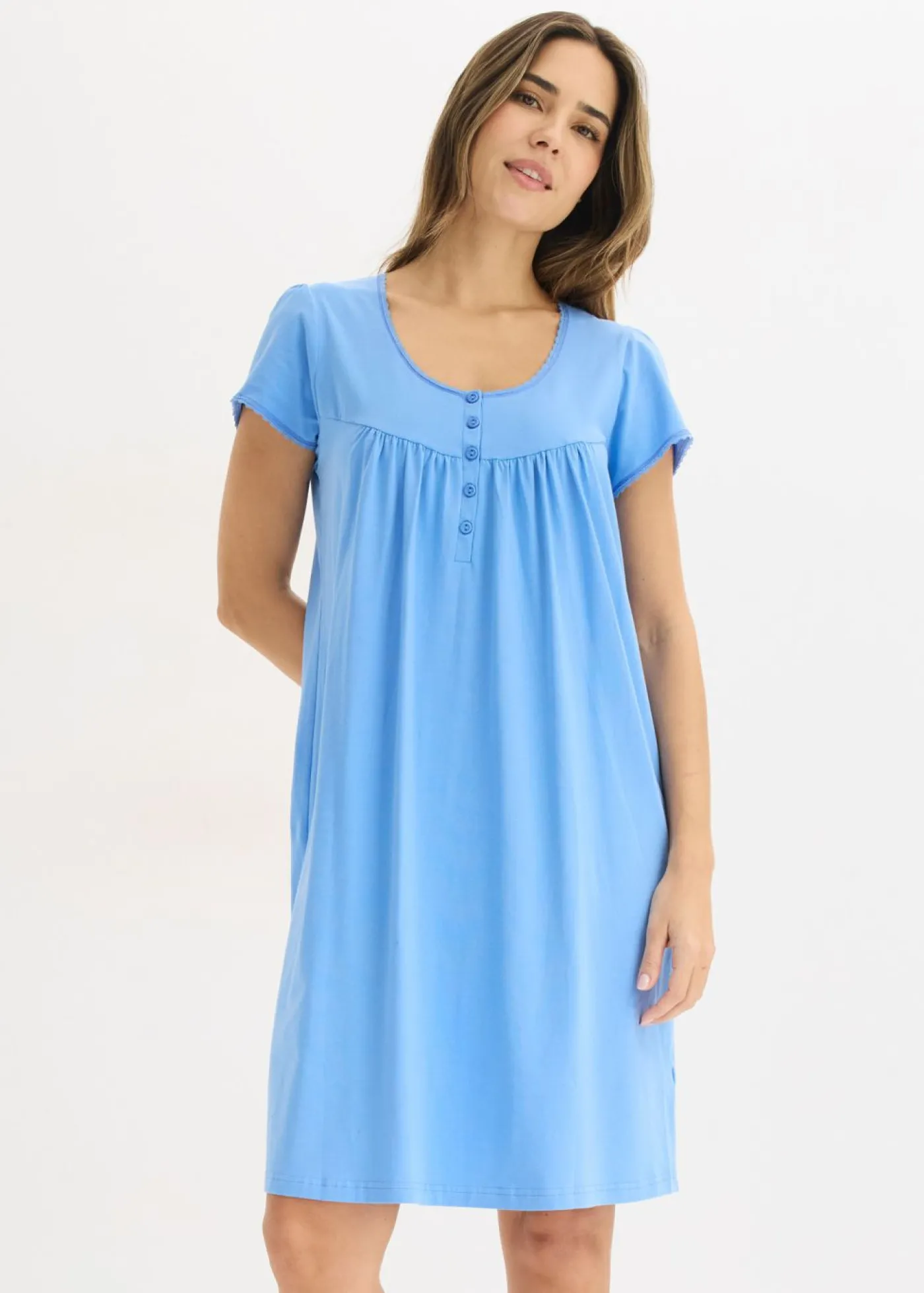 bonprix bonprix Camisón de lactancia de algodón orgánico azul provenzal Online