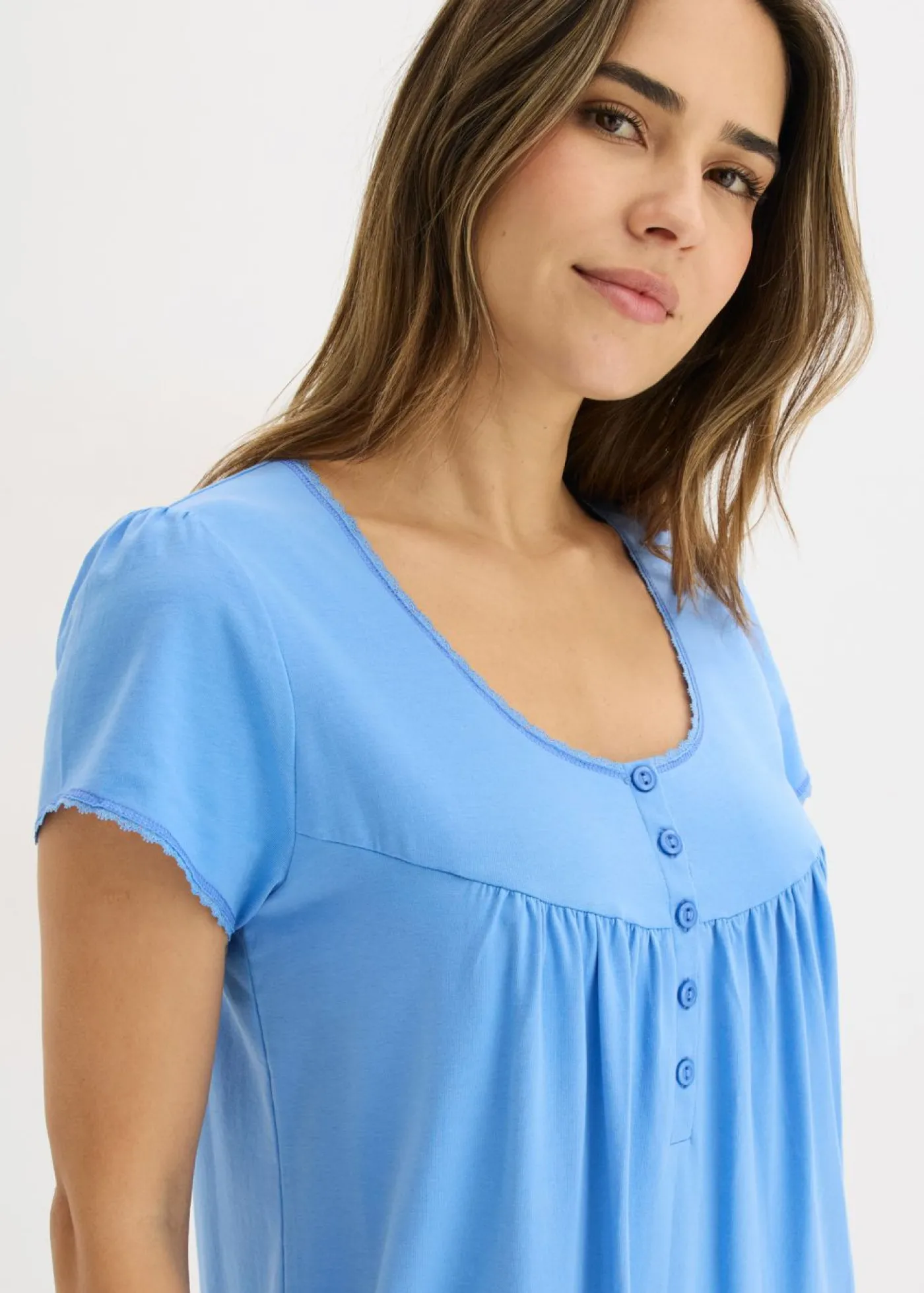bonprix bonprix Camisón de lactancia de algodón orgánico azul provenzal Online
