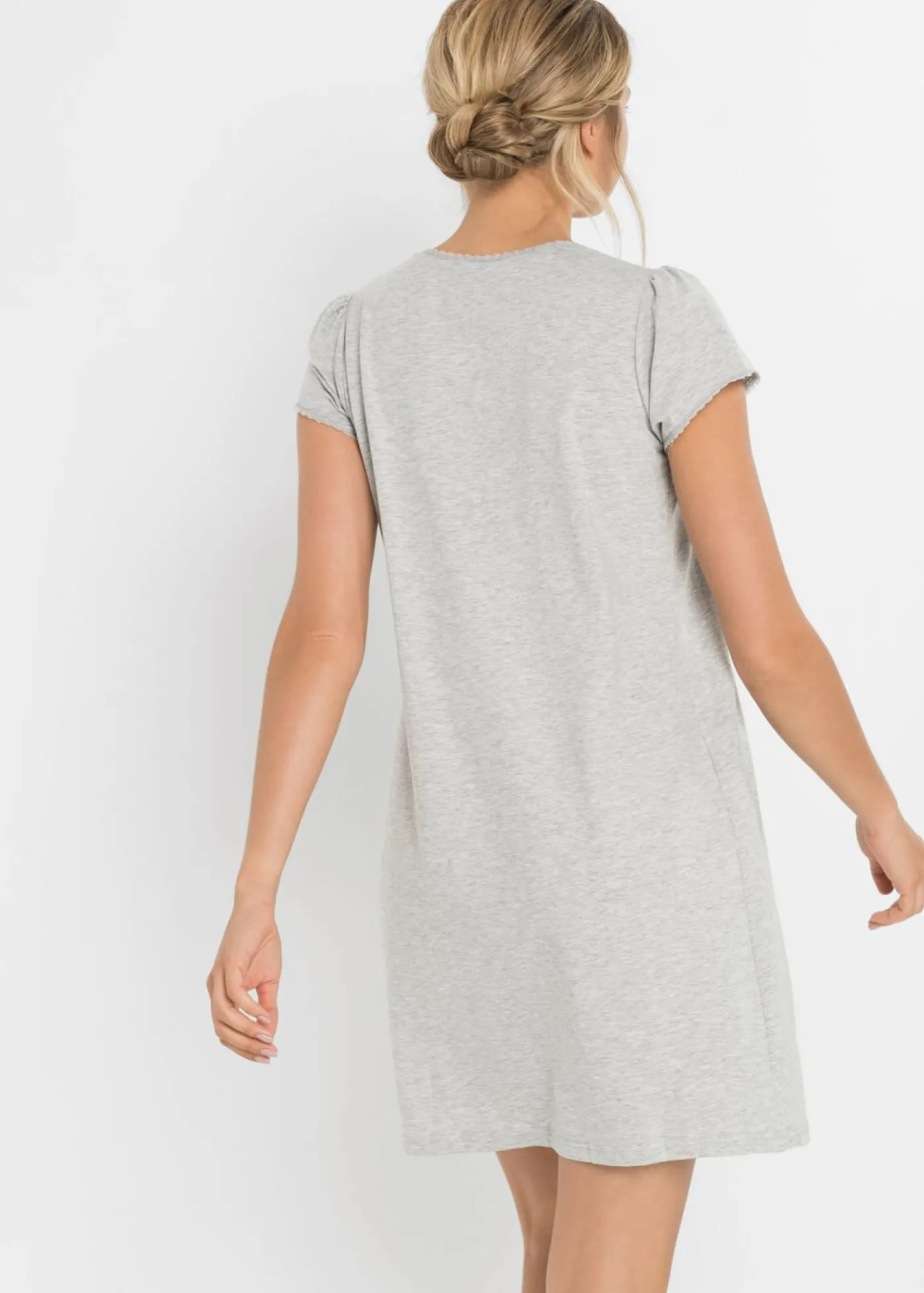 bonprix bonprix Camisón de lactancia de algodón orgánico Gris claro jaspeado Hot