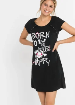 bonprix bonprix Camisón de lactancia de algodón Negro estampado Best